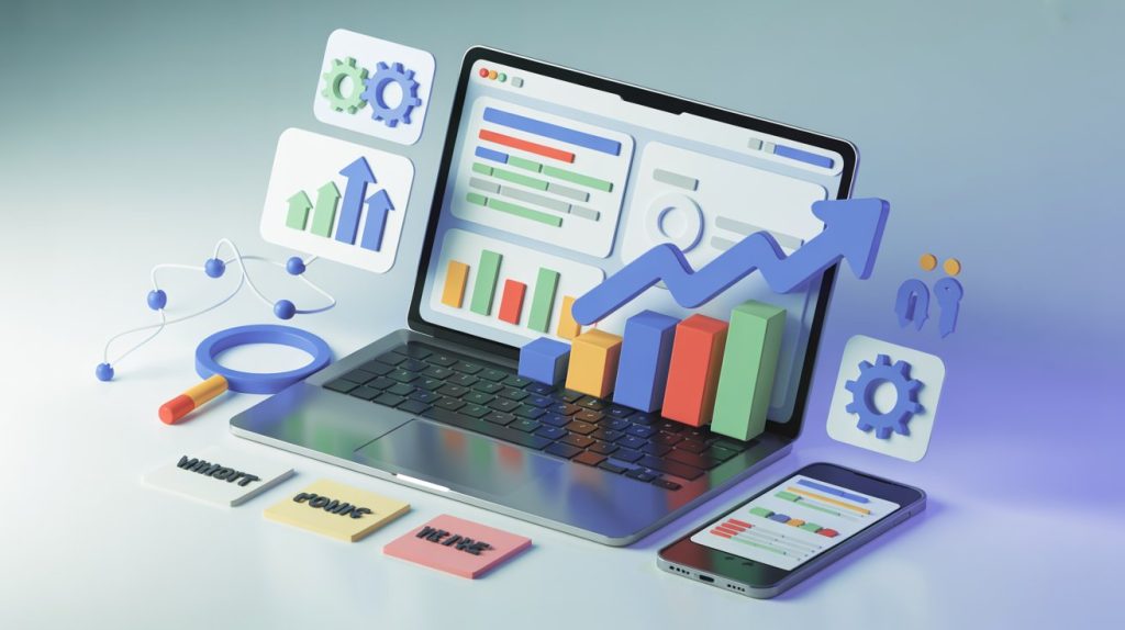 A graph showing increased website rankings and organic traffic growth resulting from professional SEO services.